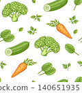 Seamless pattern with organic food, vegetables and green leaves. 140651935