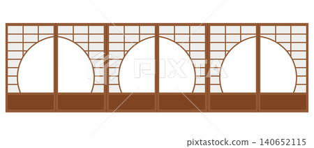 Shoji screen door with continuous circular window design (vector illustration) 140652115