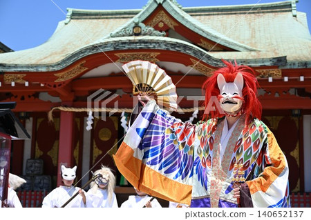 Fox dance at the Aviation Inari Festival, Tokyo 140652137