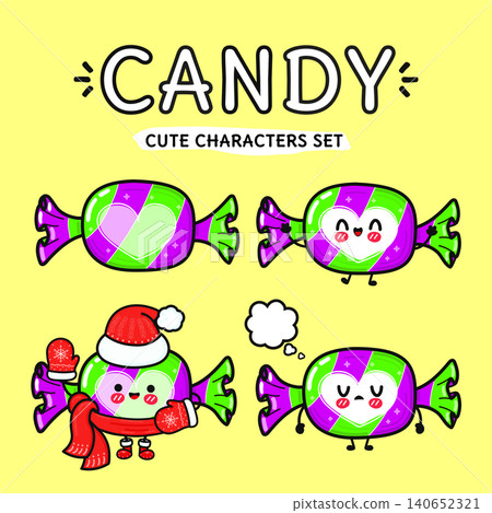 Candy cute character heart shape icons set Candy cute character heart shape icons set 140652321