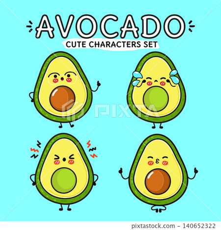 Sute avocado characters set having various emotions Sute avocado characters set having various emotions 140652322
