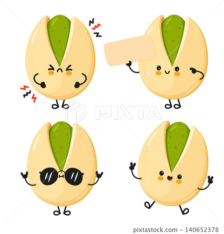 Cute pistachio character showing various expressions and emotions Cute pistachio character showing various expressions and emotions 140652378