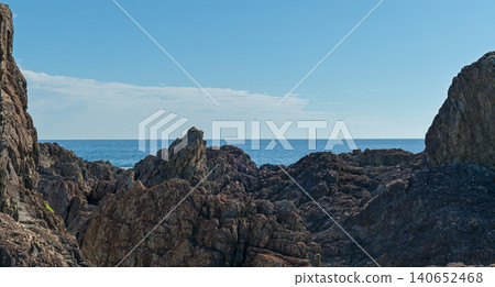 The coastal scenery of the rocky reefs of Cape Muroto 140652468