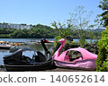 Swan boats facing each other in Shizuoka 140652614