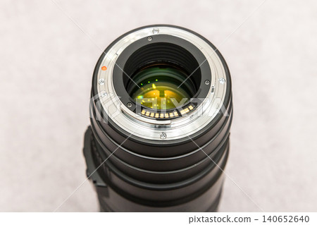 Close-Up of Camera Lens Mount with Electrical Contacts 140652640