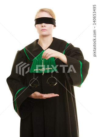 woman barrister holding scales. woman barrister holding scales. 140653495