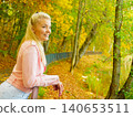 Fashion woman walking in autumn park 140653511