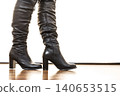 Leather high heeled boots shoes 140653515