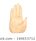 Hand with palm up, hand-drawn watercolor illustration, cartoon. Design for stickers, cards, scrapbooking, souvenirs. India, holiday, legends, festival, gods, hand 140653712