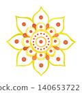 Indian mandala, hand-drawn watercolor illustration, cartoon. Design for stickers, cards, scrapbooking, souvenirs. India, holiday, legends, festival, gods, drawing, ornament 140653722