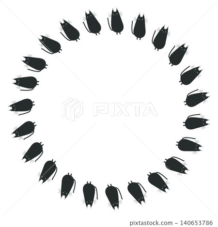 vector simple wreath of black cats in a monochrome palette on white background vector simple wreath of black cats in a monochrome palette on white background 140653786