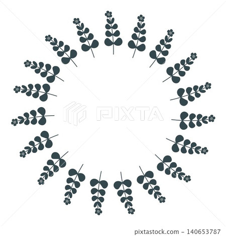 Simple vector botanical wreath of flowers Simple vector botanical wreath of flowers 140653787