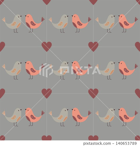 Seamless minimalist vector pattern of funny colorful birds on white background Seamless minimalist vector pattern of funny colorful birds on white background 140653789