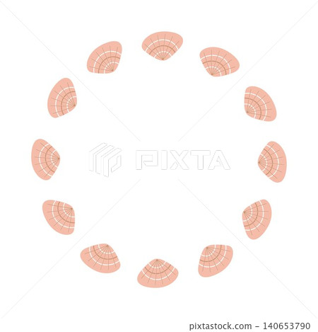 Simple vector wreath of sea shells in a pastel palette Simple vector wreath of sea shells in a pastel palette 140653790