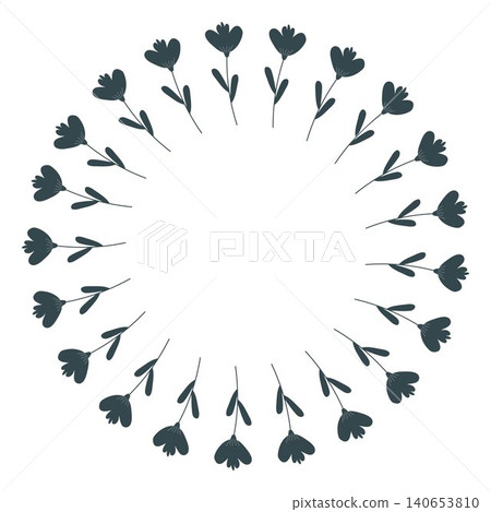 Simple vector botanical wreath of flowers on white background Simple vector botanical wreath of flowers on white background 140653810