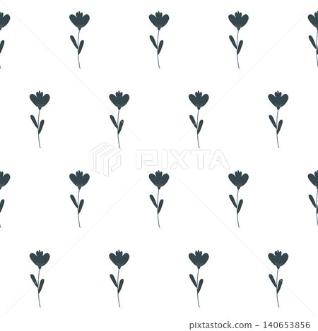 seamless botanical pattern with flowers in a monochrome palette. seamless botanical pattern with flowers in a monochrome palette. 140653856