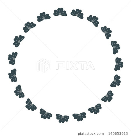 Simple vector botanical wreath of flowers on white background Simple vector botanical wreath of flowers on white background 140653913