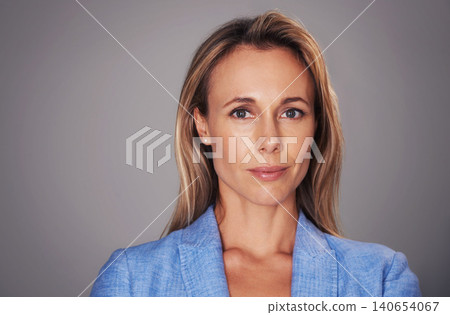 Businesswoman, portrait and professional in studio, confident accountant on gray background. Female person, mockup space and pride for career opportunity, entrepreneur and worker of startup company Businesswoman, portrait and professional in studio, confident accountant on gray background. Female person, mockup space and pride for career opportunity, entrepreneur and worker of startup company 140654067