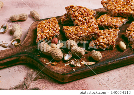 kozinaki with peanuts, dessert, gozinaki, traditional Georgian cuisine, no people, kozinaki with peanuts, dessert, gozinaki, traditional Georgian cuisine, no people, 140654113