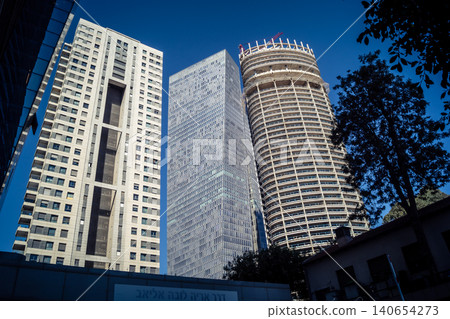 Street view of tel aviv showing the unique local architecture and urban landscape Street view of tel aviv showing the unique local architecture and urban landscape 140654273