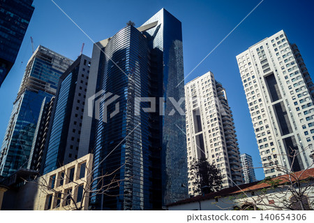 Street view of tel aviv showing the unique local architecture and urban landscape Street view of tel aviv showing the unique local architecture and urban landscape 140654306