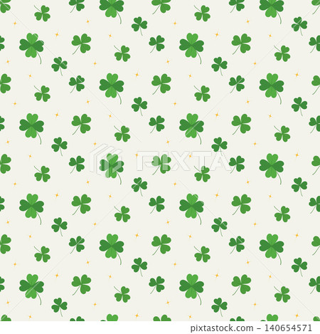 Dense seamless shamrock pattern with repeating clovers, green palette and decorative flat style. Created for fabric printing, wallpaper, packaging design, digital paper and vector illustration use. Dense seamless shamrock pattern with repeating clovers, green palette and decorative flat style. Created for fabric printing, wallpaper, packaging design, digital paper and vector illustration use. 140654571