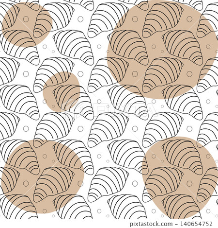 Outline Croissant with crumbs and beige spots Seamless pattern minimalistic flat design Background. Isolated Vector illustration Digital Paper or packing delivery backdrop idea Menu Food poster labels Outline Croissant with crumbs and beige spots Seamless pattern minimalistic flat design Background. Isolated Vector illustration Digital Paper or packing delivery backdrop idea Menu Food poster labels 140654752