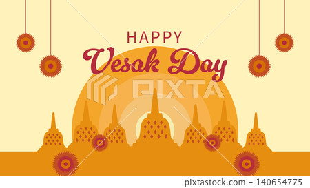 Happy Vesak Day Greeting Background Banner Illustration Happy Vesak Day Greeting Background Banner Illustration 140654775