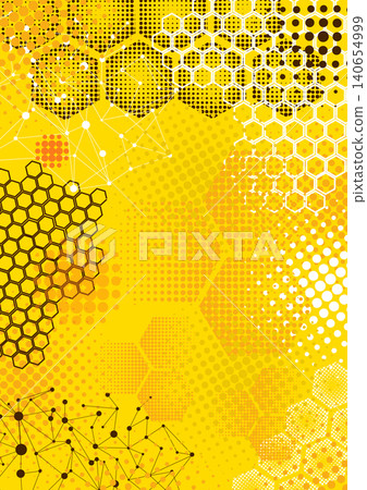 background with honeycombs. Hand drawn. Not AI, vector illustration. 140654999
