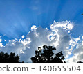 A scene of a halo of light shining from beyond the clouds. 140655504
