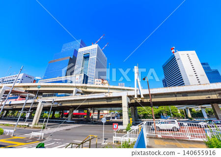 Urban landscape near Hamazakibashi intersection in Minato Ward, Tokyo. Urban landscape near Hamazakibashi intersection in Minato Ward, Tokyo. 140655916