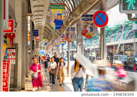 Shopping street in front of Kita-Senju Station, Tokyo 140656309