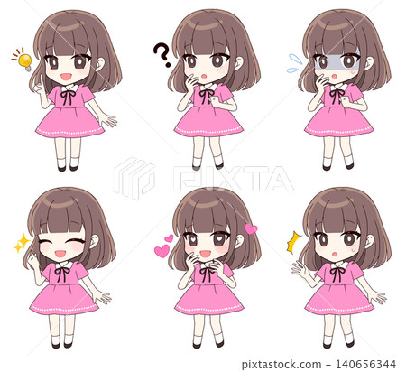 Teenage girl set (deformed style) - Manga Anime Teenage girl set (deformed style) - Manga Anime 140656344