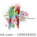 Watercolor painting Macaw Parrots On White background 140656402