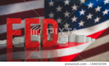 Federal Reserve Policy Concept with American Flag Background 3d render. Federal Reserve Policy Concept with American Flag Background 3d render. 140656599