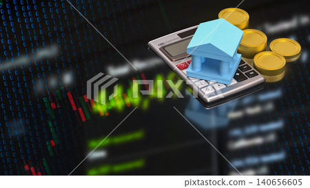 Digital Banking Investment Concept With Calculator And Gold Coins 3d render. Digital Banking Investment Concept With Calculator And Gold Coins 3d render. 140656605