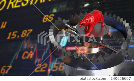 Red Bear Trap Stock Market Risk Concept 3d render. Red Bear Trap Stock Market Risk Concept 3d render. 140656607