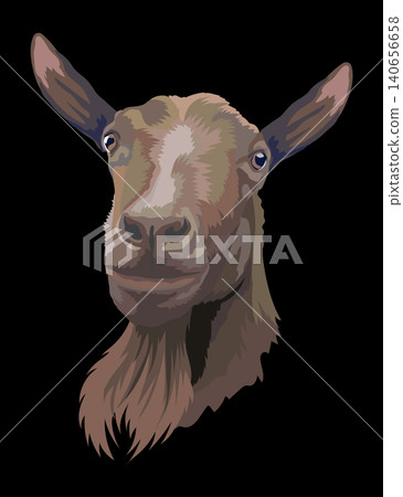 Illustration of brown goat head with a beard vector Illustration of brown goat head with a beard vector 140656658