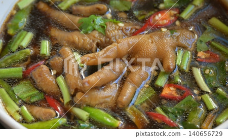 spicy chicken soup with chilli, Thai food 140656729