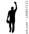 Silhouette of a baseball player from behind 140657115