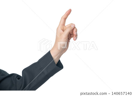 Cropped shot view of woman left hand trying to touching somethings isolated with white background. Cropped shot view of woman left hand trying to touching somethings isolated with white background. 140657140