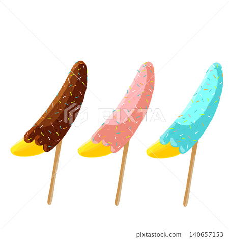 Three types of chocolate-covered bananas Three types of chocolate-covered bananas 140657153