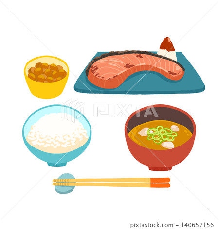Grilled salmon set meal Grilled salmon set meal 140657156