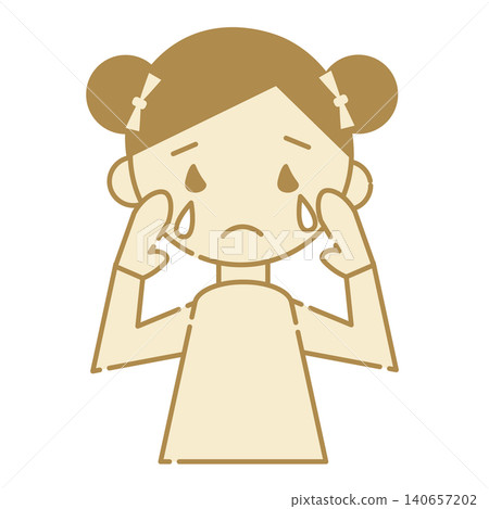 A simple illustration icon of a girl crying with tears streaming down her face. A simple illustration icon of a girl crying with tears streaming down her face. 140657202