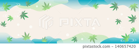 Japanese-style background material featuring summery maple leaves. Japanese-style background material featuring summery maple leaves. 140657420