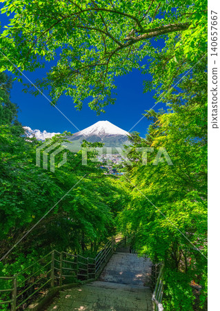 The view of Mount Fuji and the fresh greenery at Arakura Sengen Park is beautiful. The view of Mount Fuji and the fresh greenery at Arakura Sengen Park is beautiful. 140657667