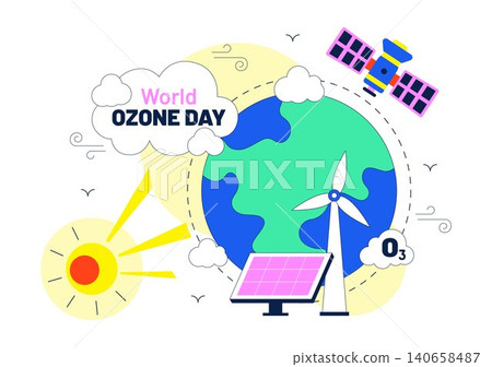 World Ozone Day Illustration Featuring Ozone Layer Protection, Environmental Awareness, Renewable Energy, Sustainable Earth, and Climate Action World Ozone Day Illustration Featuring Ozone Layer Protection, Environmental Awareness, Renewable Energy, Sustainable Earth, and Climate Action 140658487