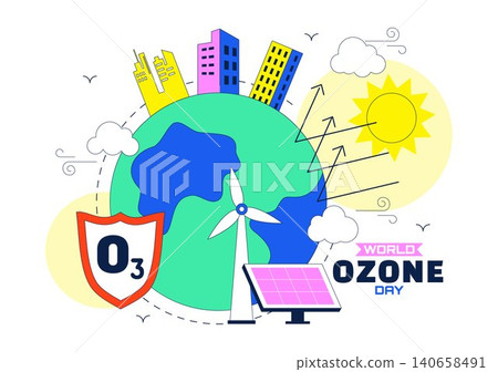 World Ozone Day Illustration Featuring Ozone Layer Protection, Environmental Awareness, Renewable Energy, Sustainable Earth, and Climate Action World Ozone Day Illustration Featuring Ozone Layer Protection, Environmental Awareness, Renewable Energy, Sustainable Earth, and Climate Action 140658491