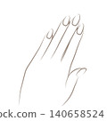 Hand line art illustration for hand care, nails, and coloring (left hand, vector) 140658524