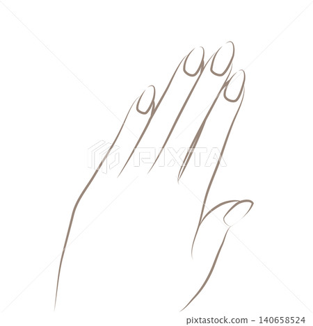 Hand line art illustration for hand care, nails, and coloring (left hand, vector) Hand line art illustration for hand care, nails, and coloring (left hand, vector) 140658524